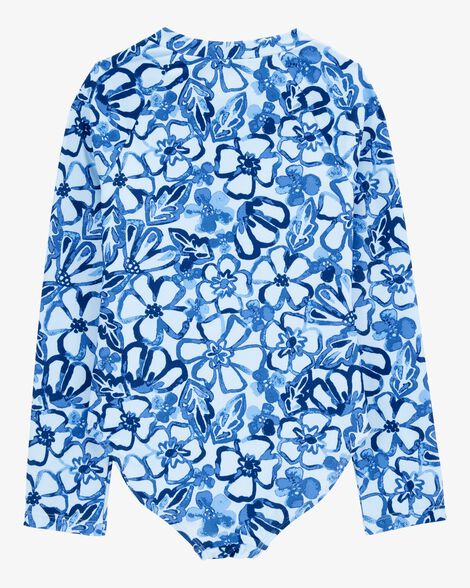 Product image 2 of Kid 1- Piece Floral Long-Sleeve Rashguard Swimsuit - Blue