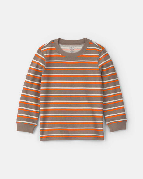 toddler boy striped long-sleeve t-shirt - grey/orange/cream