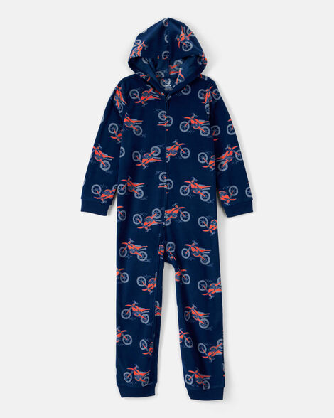 boys motorcycle long-sleeve loose fit 1-piece pajamas - navy