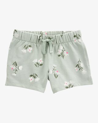 Product image 1 of Toddler Floral Pull-On French Terry Shorts - Green