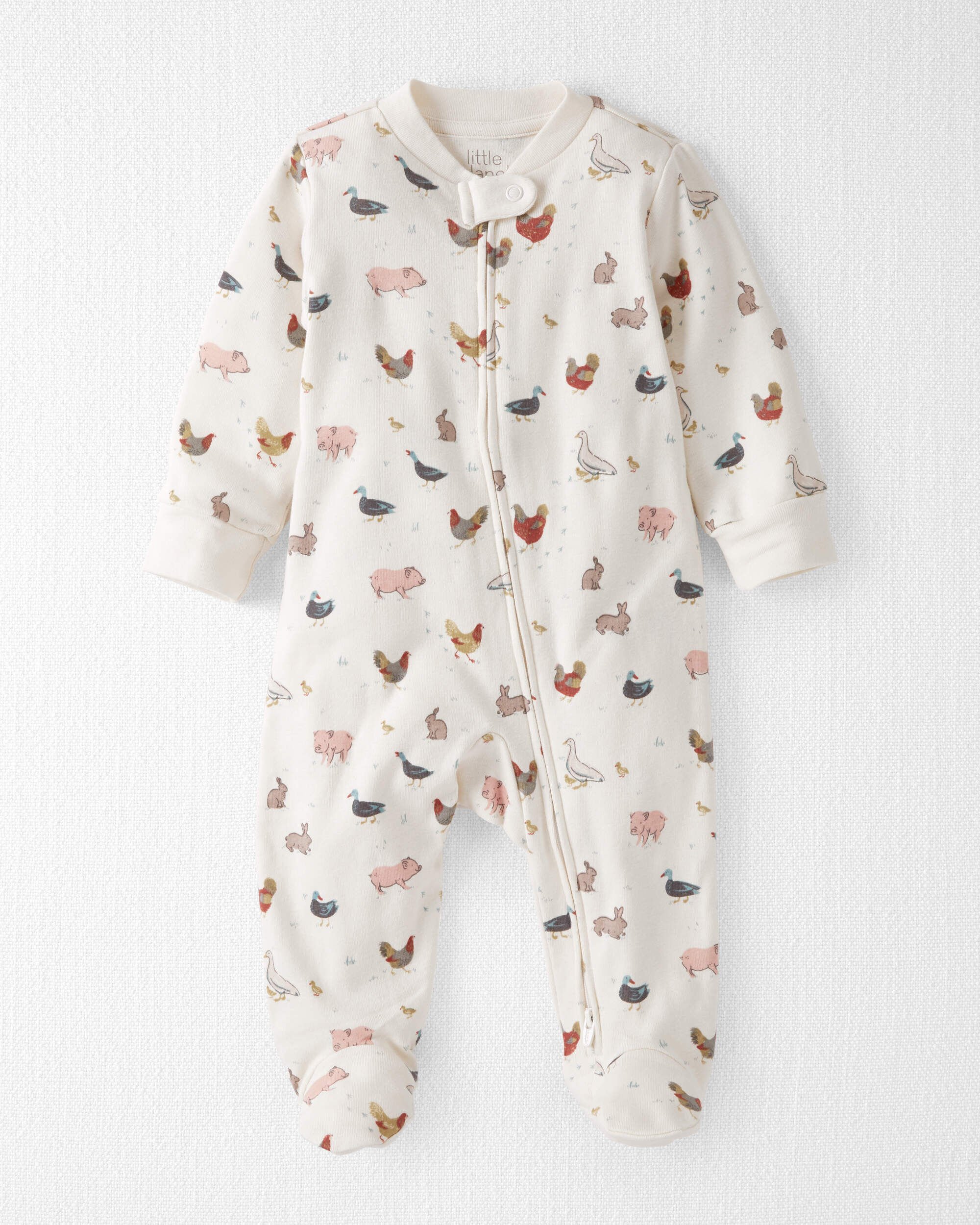 Baby Organic Cotton Sleep & Play Pajamas Farm Friends Print