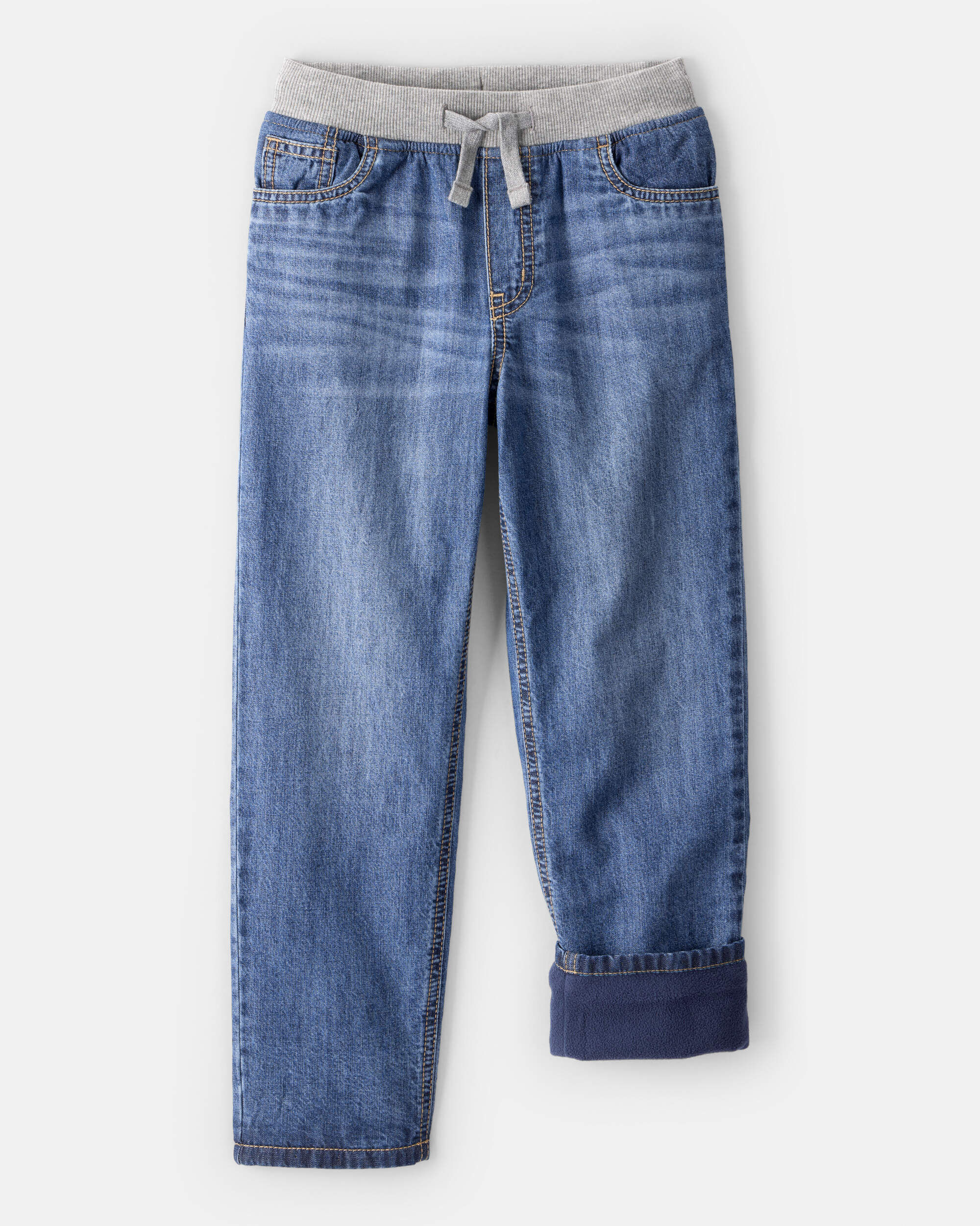Boys Denim Pull-On Straight Jeans - Medium Wash