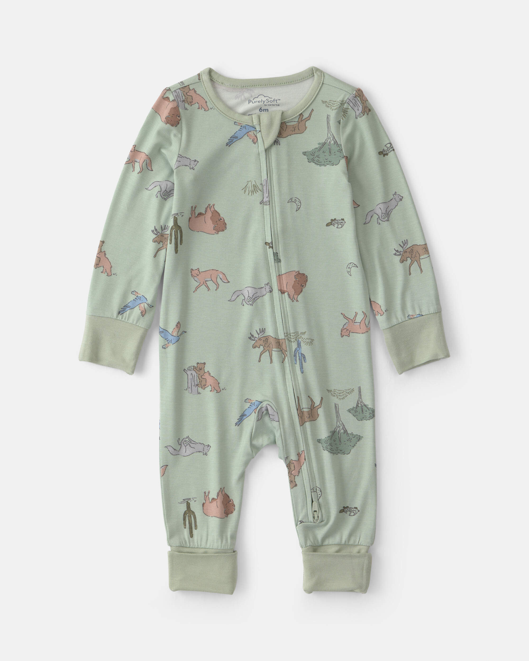 Carters baby boy desert purelysoft 2-way zip sleep play pajamas 3M Green 18$