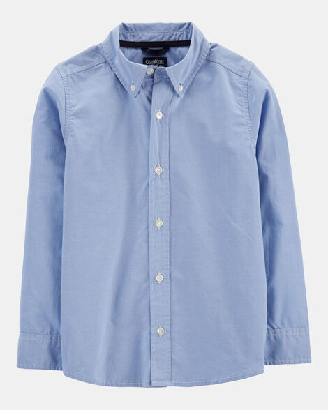 Boys Long Sleeve Button-Front Uniform Shirt - Blue