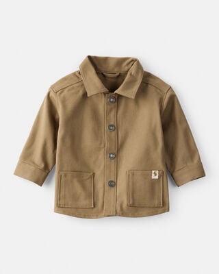 Baby Boy Canvas Long-Sleeve Jumpsuit - Brown