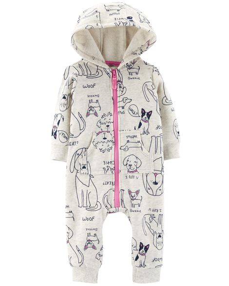 dog hooded fleece jumpsuit