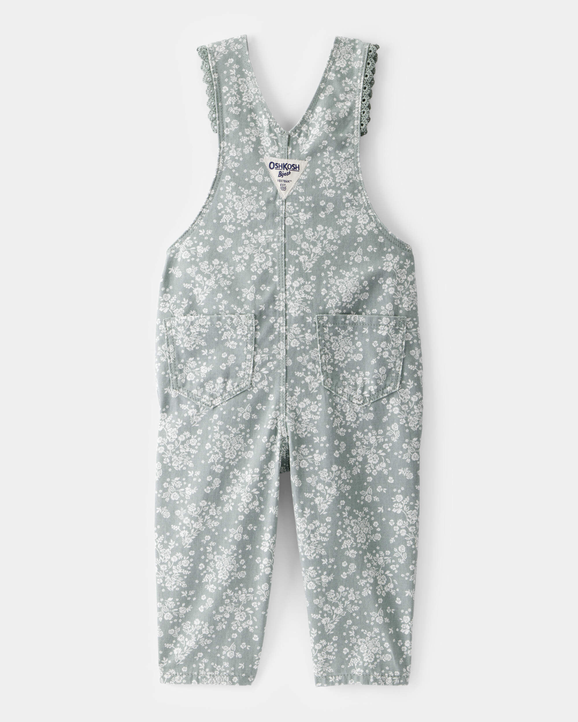 Baby Floral Print Overalls - Green