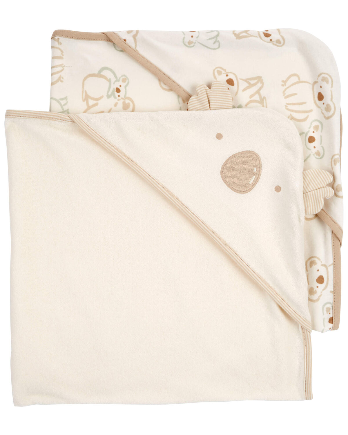 Ivory/Khaki Baby 2Pack Koala Hooded Towels