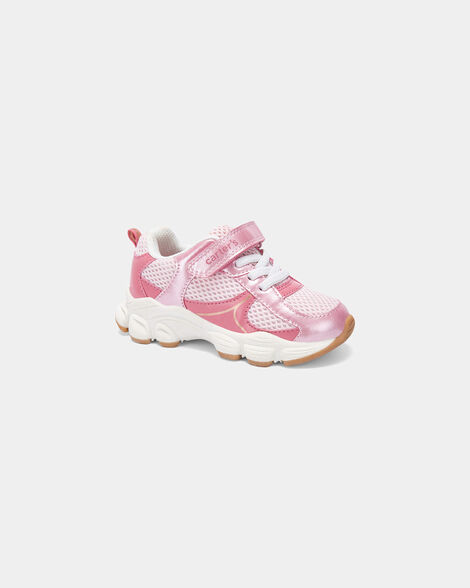 toddler girl metallic athletic shoes - pink