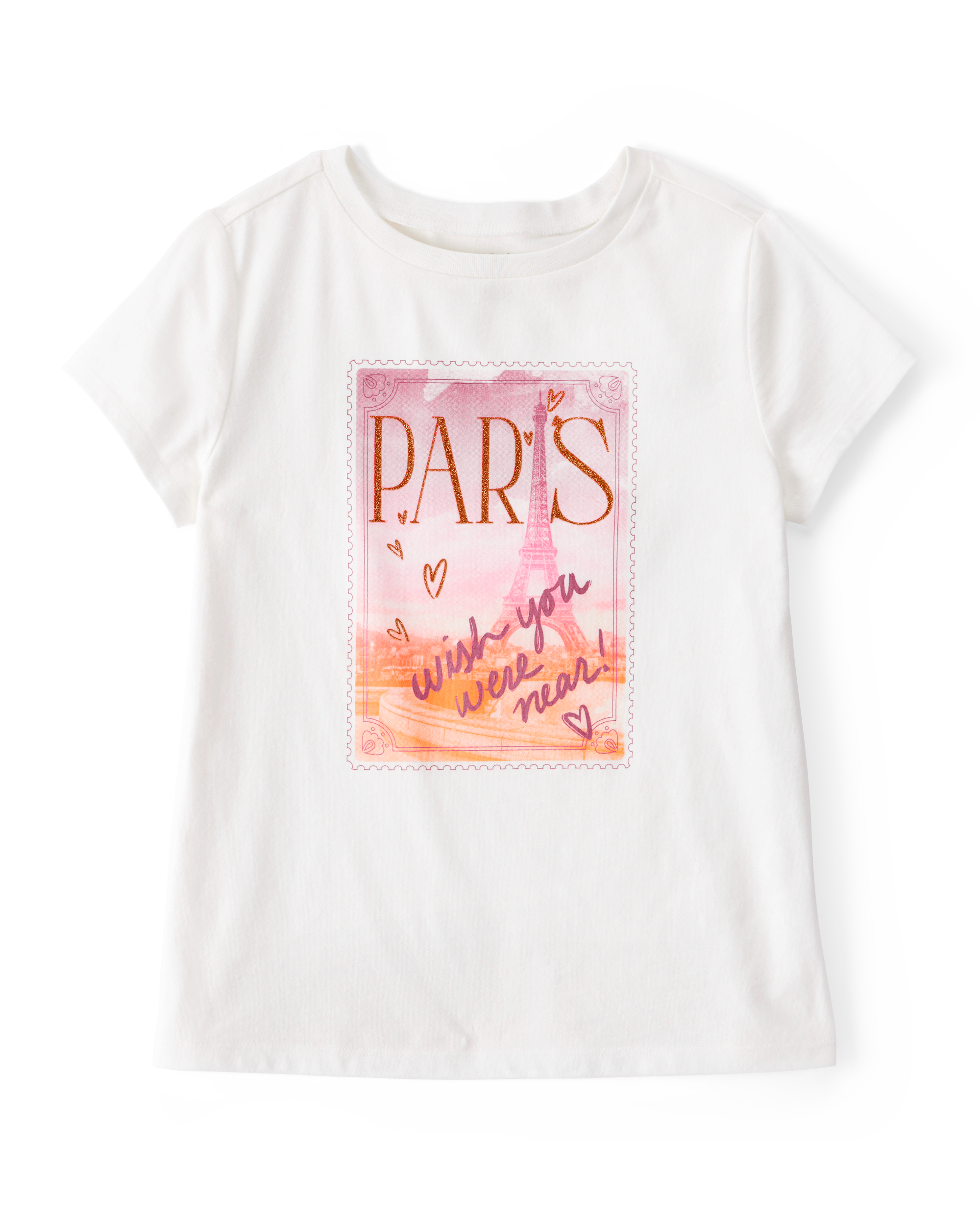 Girls Paris Short-Sleeve Graphic Tee - White