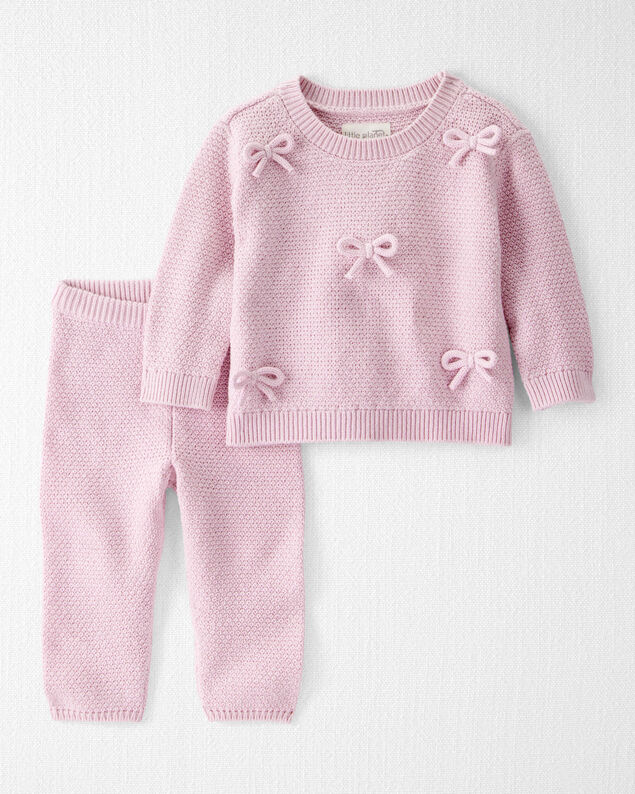 Product image 1 of Baby Girl 2-Piece Organic Cotton Bow Sweater Knit Set