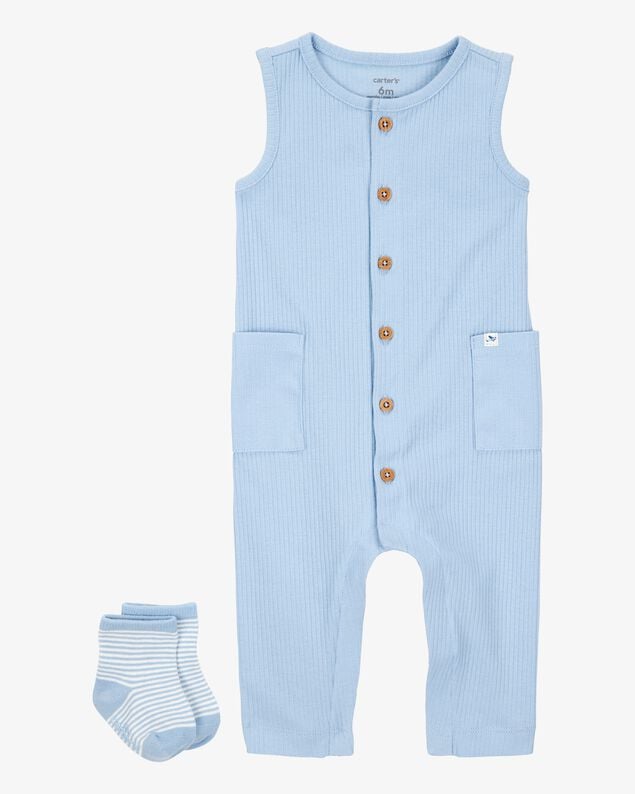 Product image 1 of Baby 2-Piece Jumpsuit & Sock Set - Blue