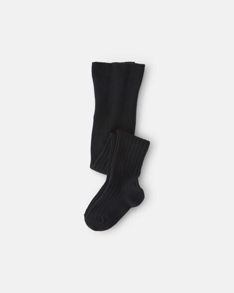 baby girl ribbed tights - black