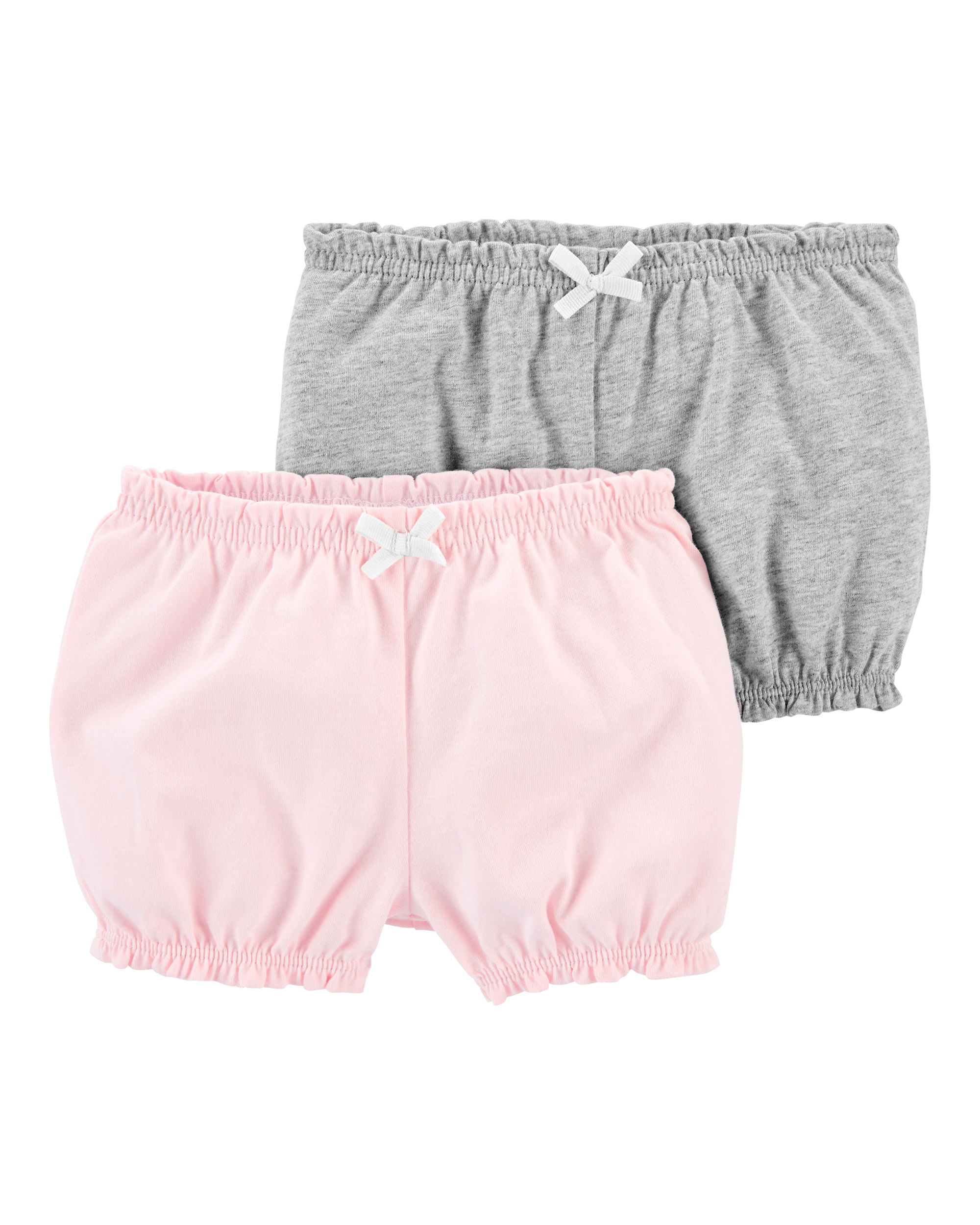Baby Girl 2-Pack Bubble Shorts - Pink/Grey