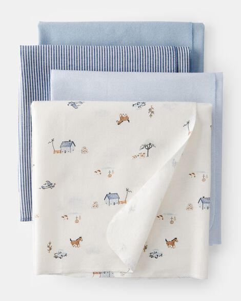 baby 4-pack receiving blankets - blue