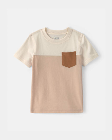 toddler boy color block short-sleeve t-shirt - tan/ivory