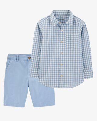 Product image 1 of Kid 2-Piece Button-Down Shirt & Chino Shorts Outfit Set