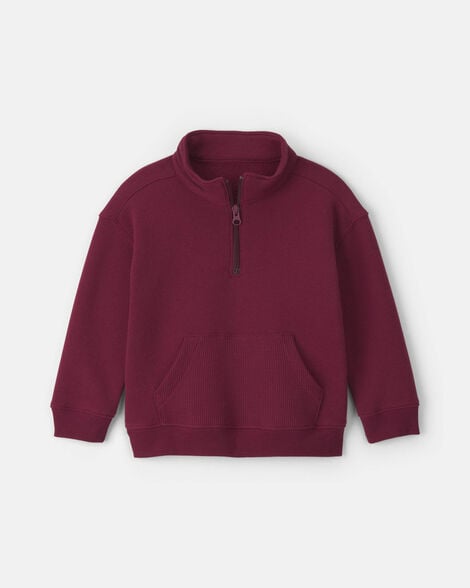 toddler boy fleece quarter-zip pullover sweatshirt - burgundy