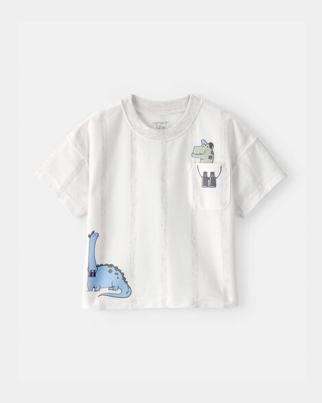 baby boy dinosaur graphic tee - white