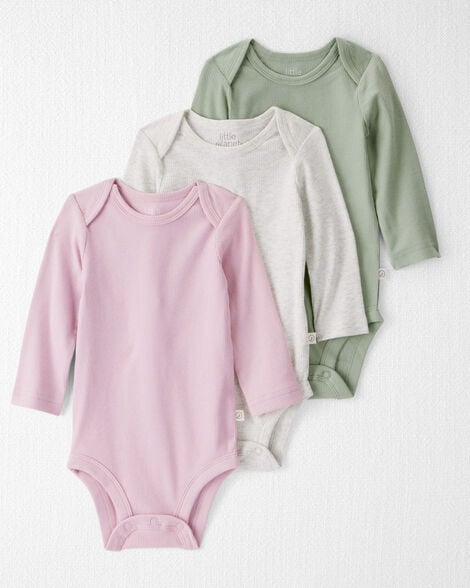Baby Girl 3-Pack Organic Cotton Rib Bodysuits