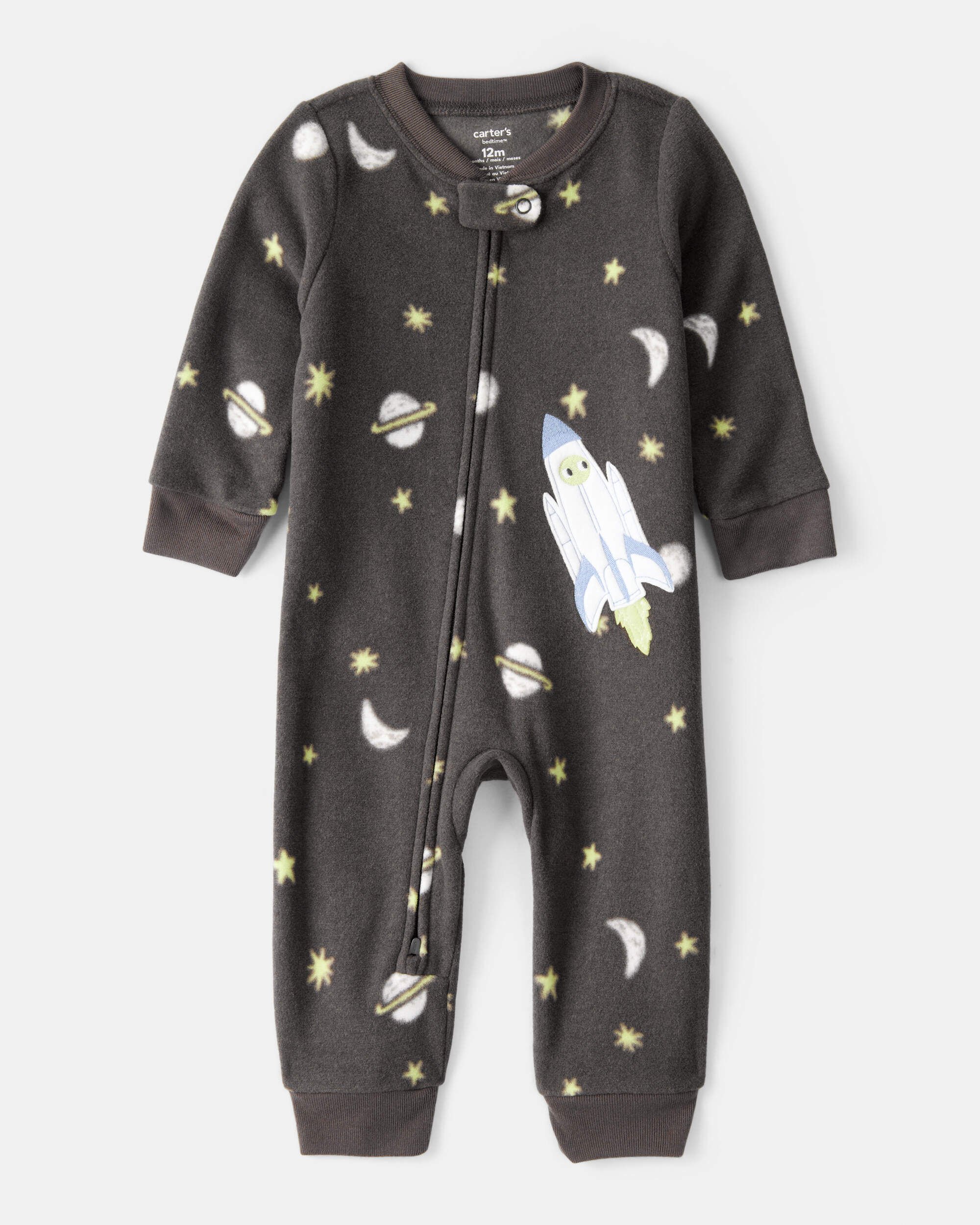 Baby Boy Spaceship Star Print Fleece Long-Sleeve Loose Fit 1