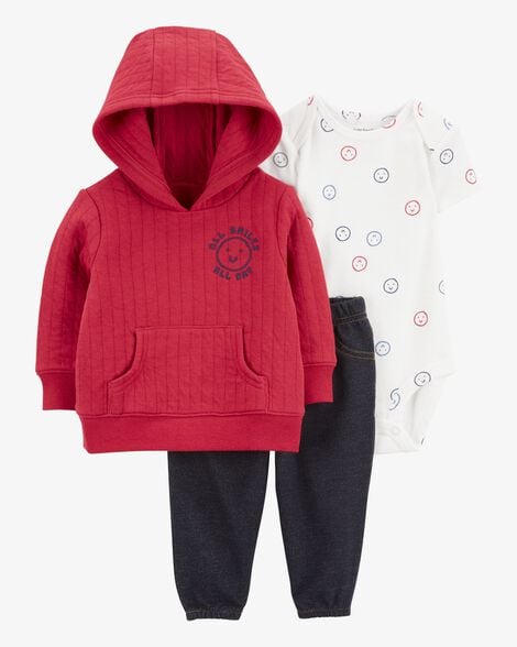 Product image 1 of Baby 3-Piece Smiley Face Little Cardigan Set