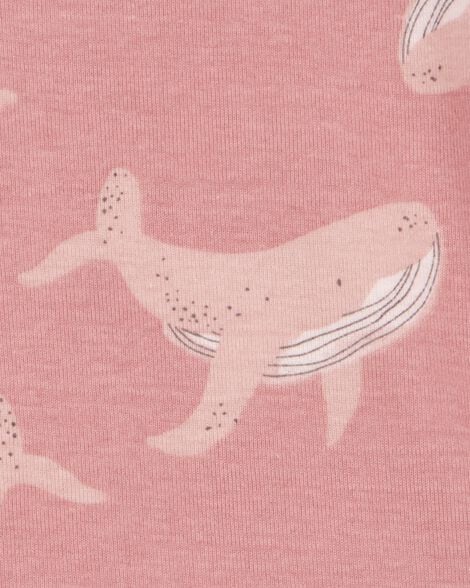 Baby Whale Print Snug Fit Cotton 4-Piece Pajamas