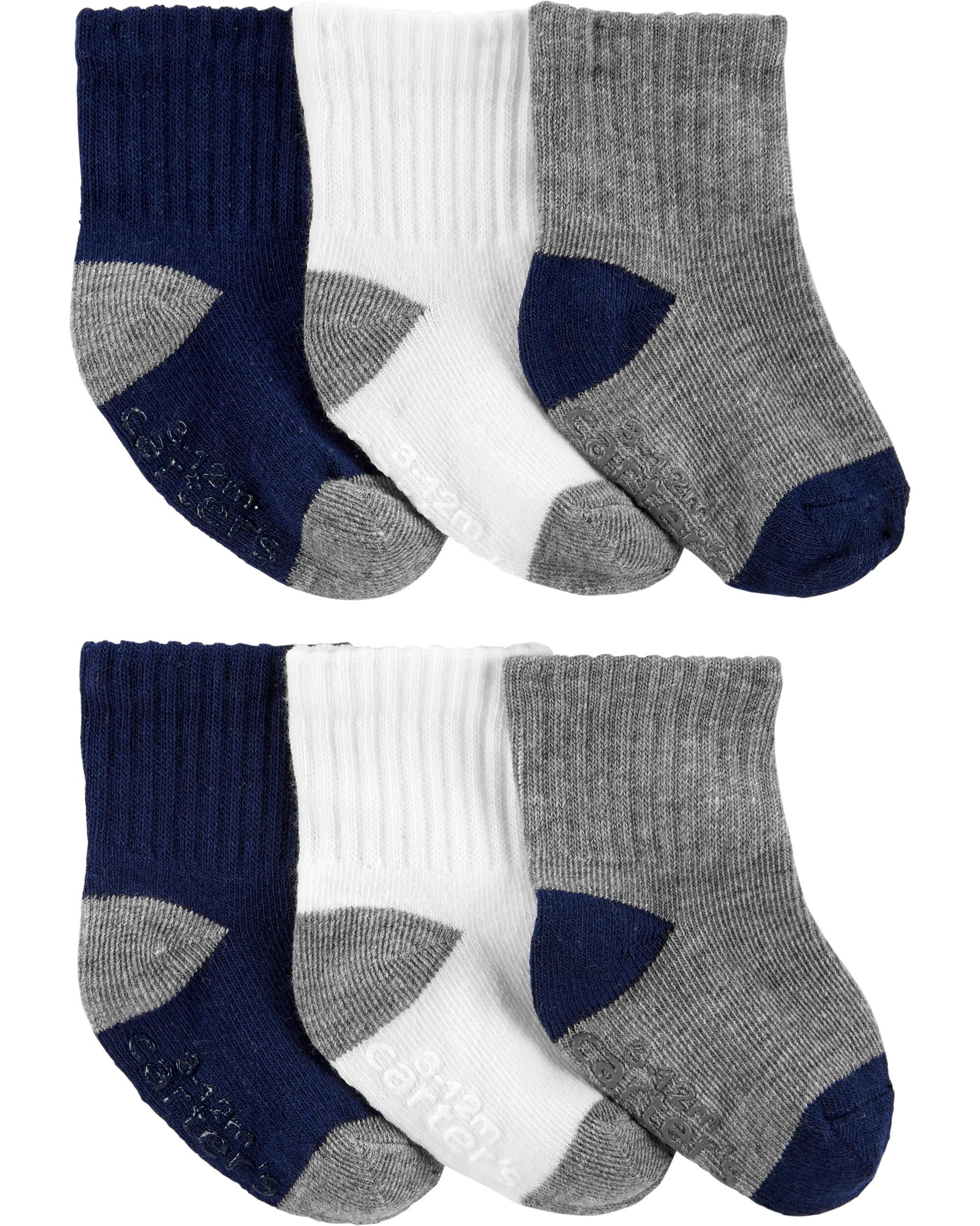 6 Pairs Carter's Infant Toddler Booties Crew Socks Multiple Styles & Sizes
