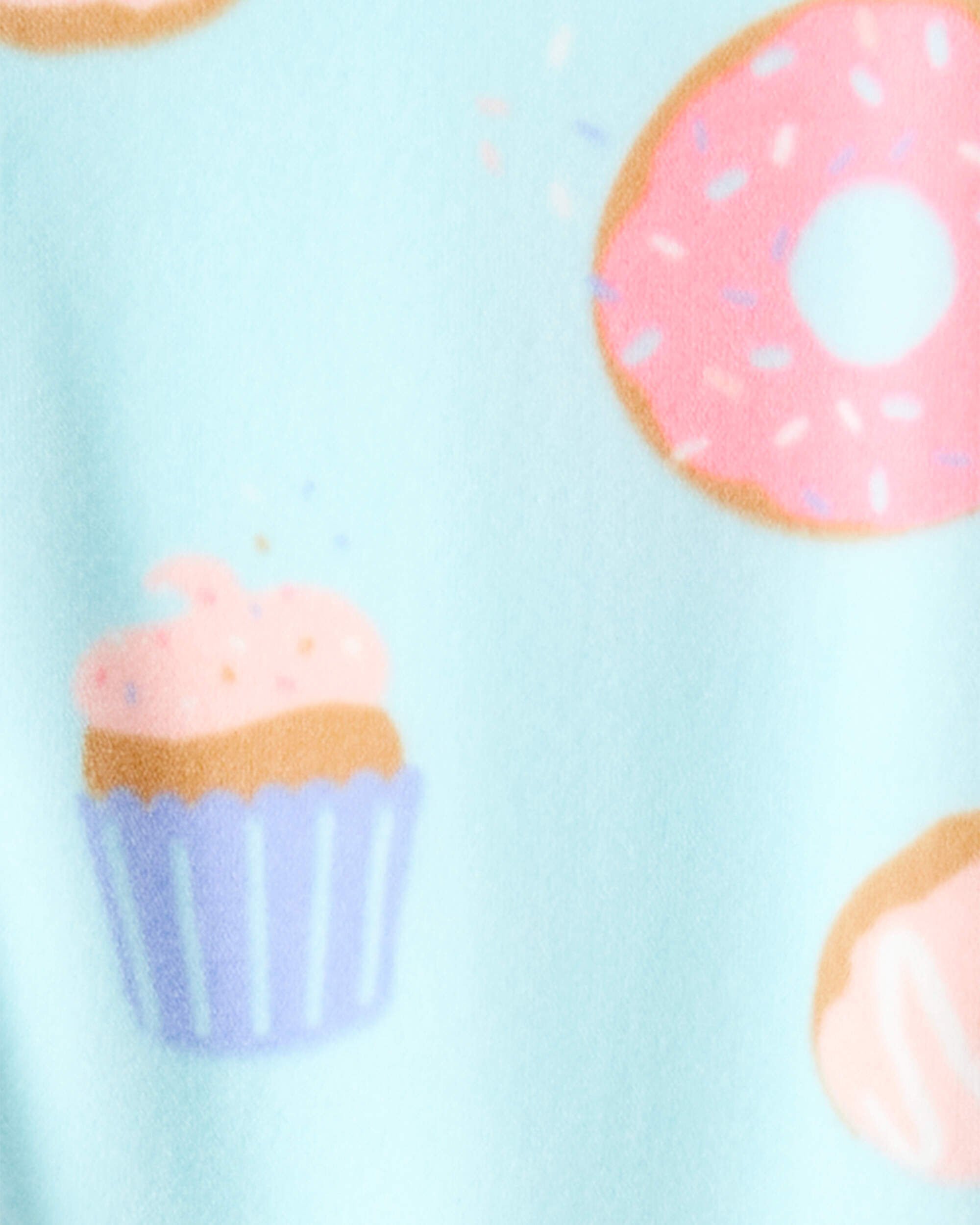 Toddler Girl Donuts Print Velour Long-Sleeve Snug Fit 1-Piece Pajamas - Blue