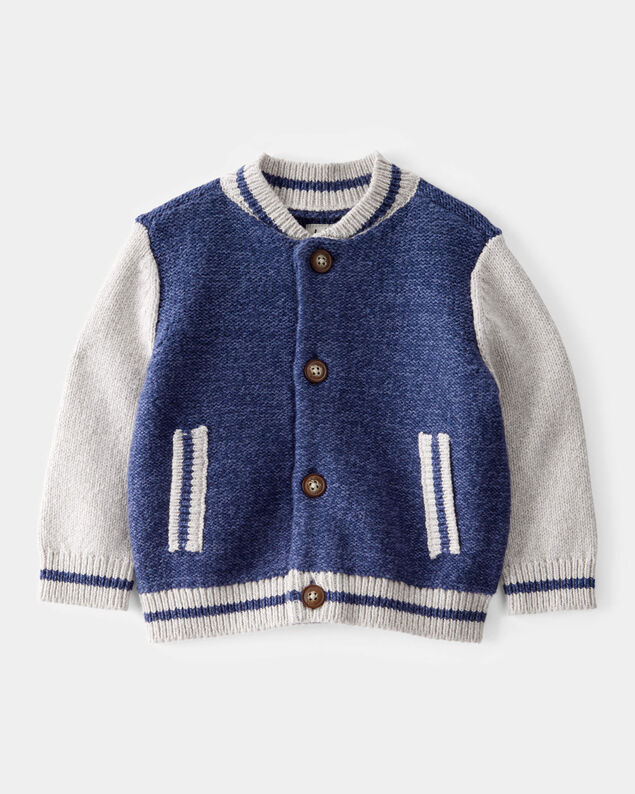 Product image 1 of Baby Jersey Knit Varsity Button-Down Sweater - Navy