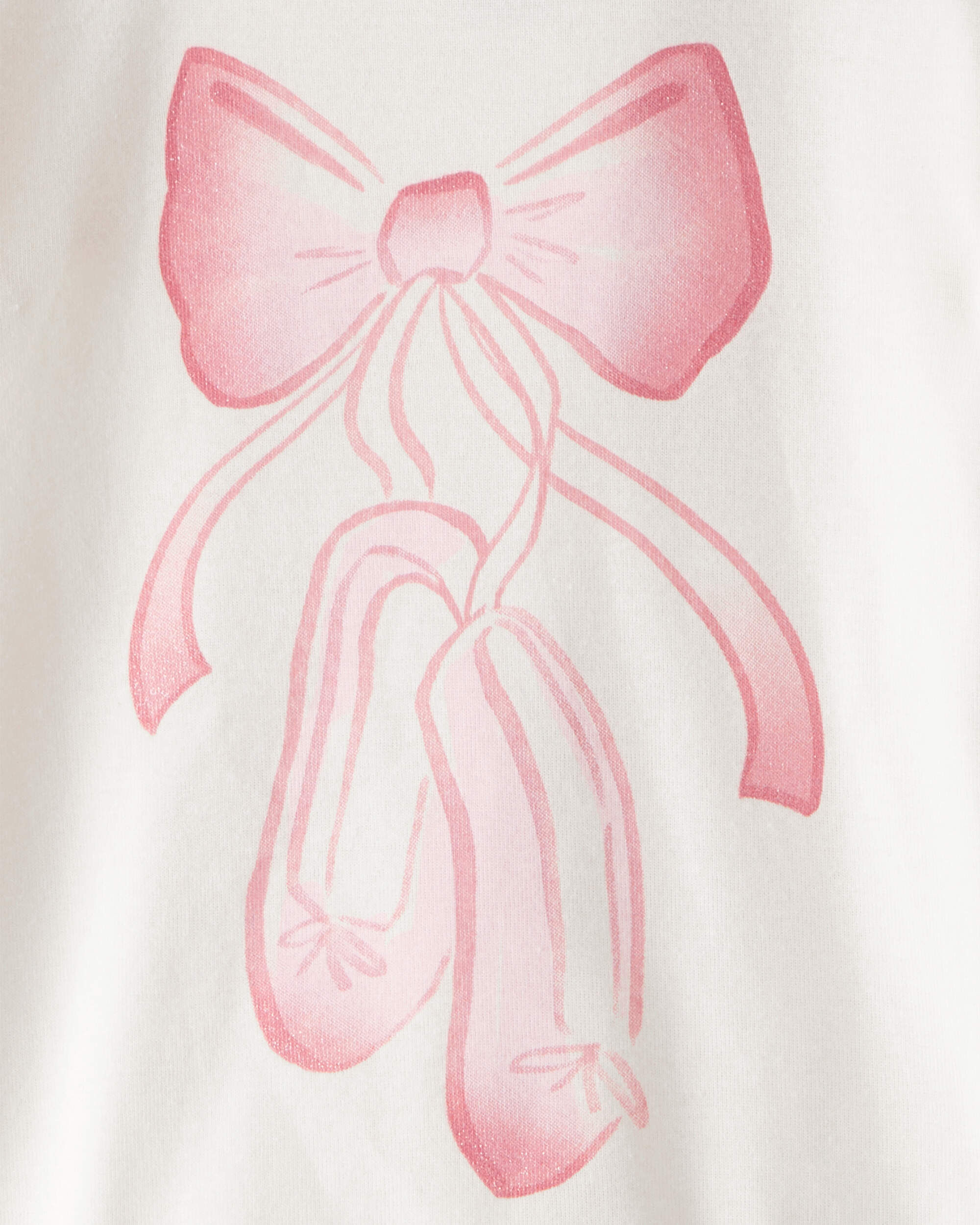 Baby Girl Ballet Print 100% Cotton Long-Sleeve 4-Piece Pajamas - Pink/White