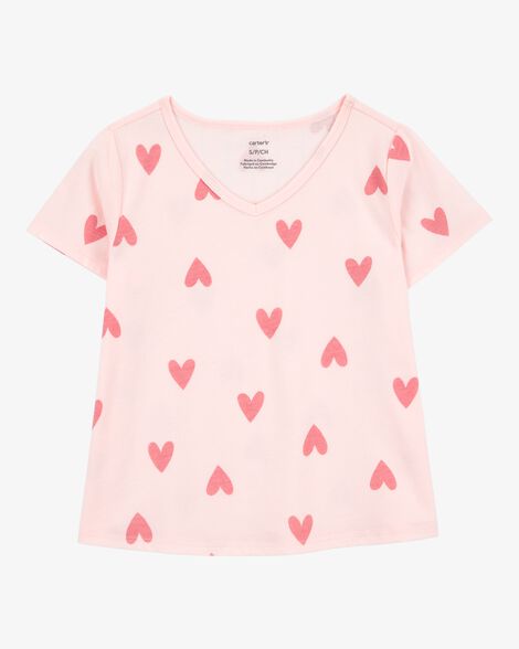  Product image 1 of Kid Heart Print Short-Sleeve Fashion Top - Pink
