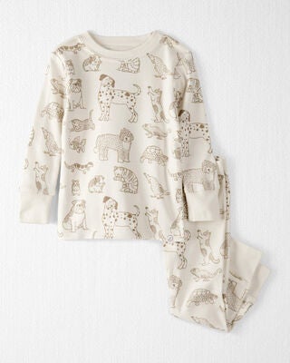 Product image 1 of Baby Pet Print Organic Cotton 2-Piece Pajamas