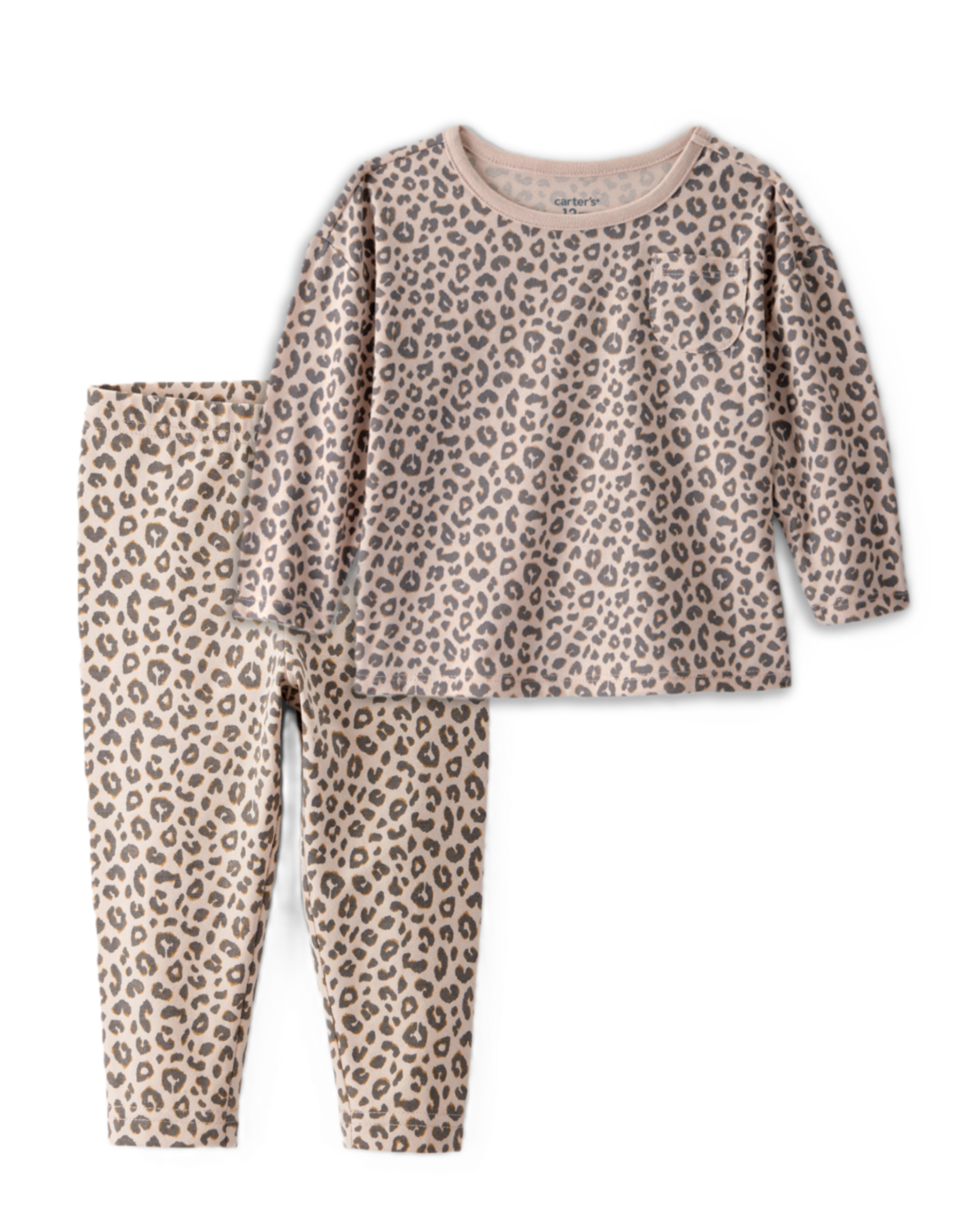 Baby Girl 2-Piece Leopard Print Top & Cotton Stretch Leggings Set - Brown
