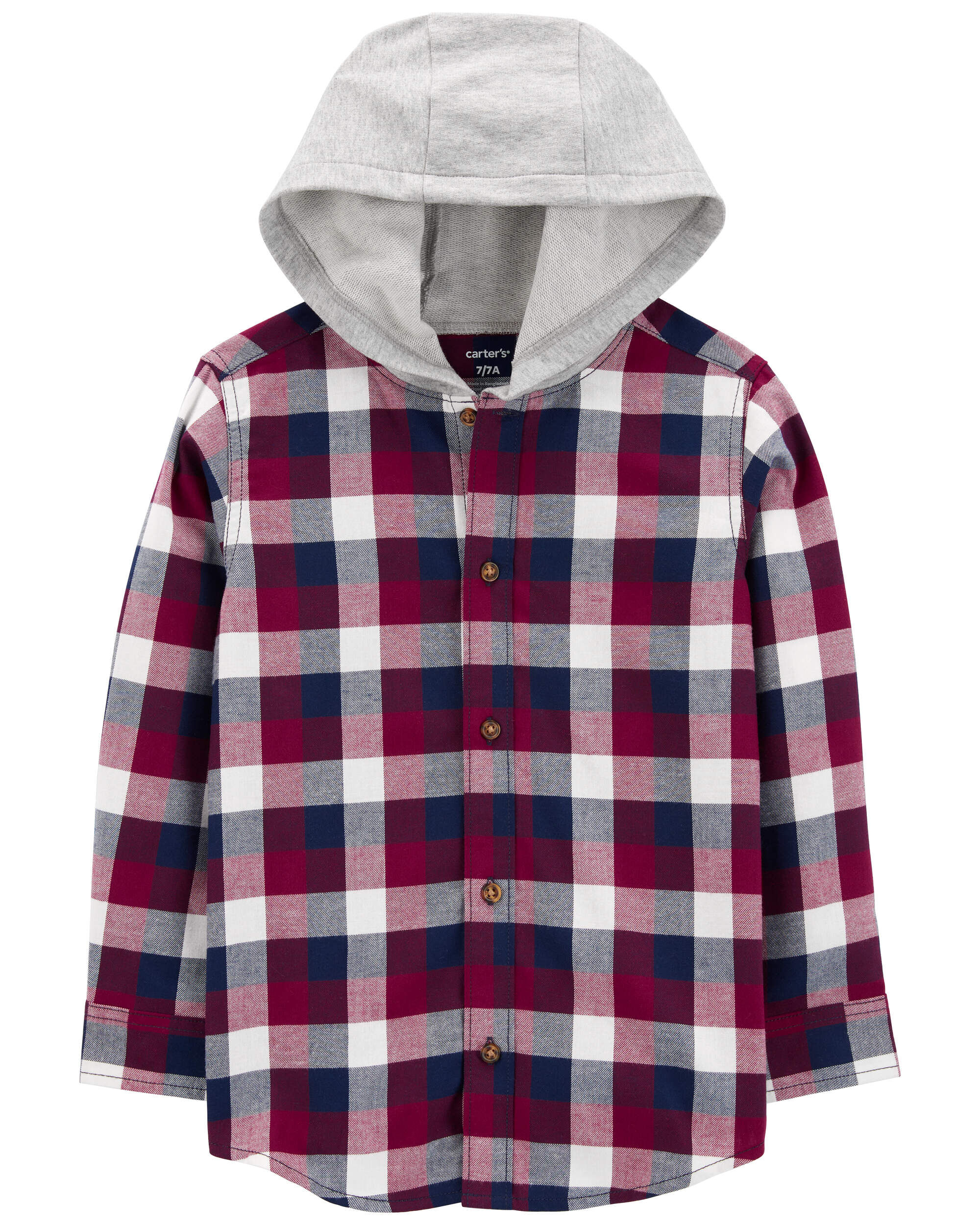 Kid Plaid Hooded Button-Down Shirt - Carter's | Carter's