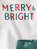 Green, White - Baby Merry & Bright Organic Cotton Bodysuit Set, Selected