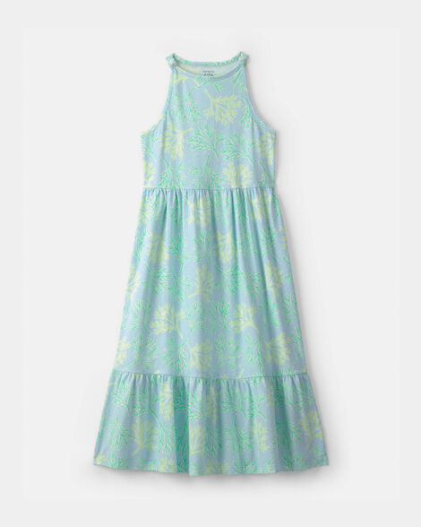 girls reef sleeveless maxi dress - blue/green