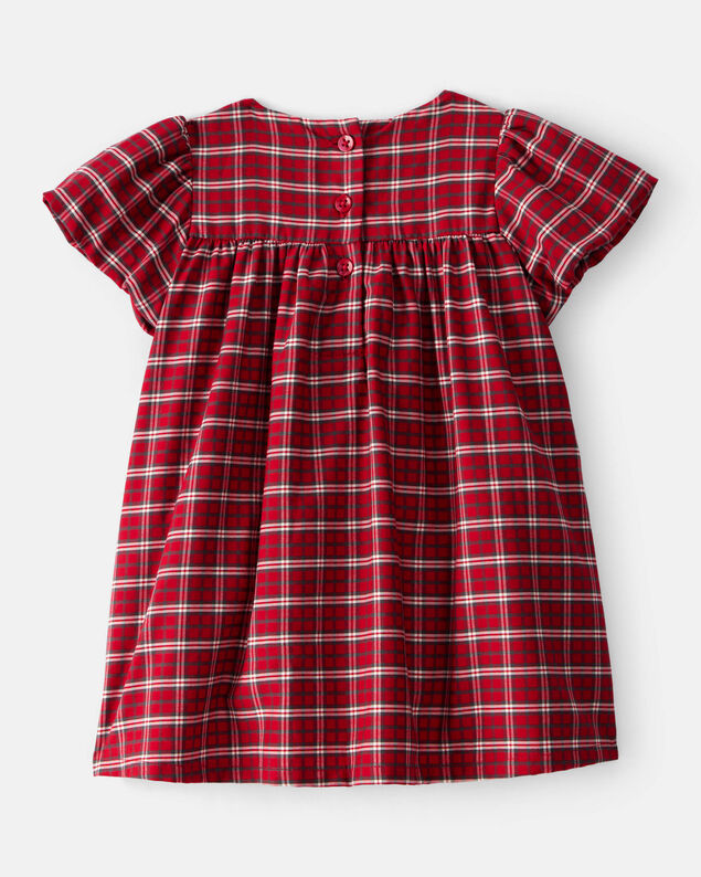 Product image 2 of Baby Girl Special Occasion Plaid Print Short-Sleeve Dress - Red