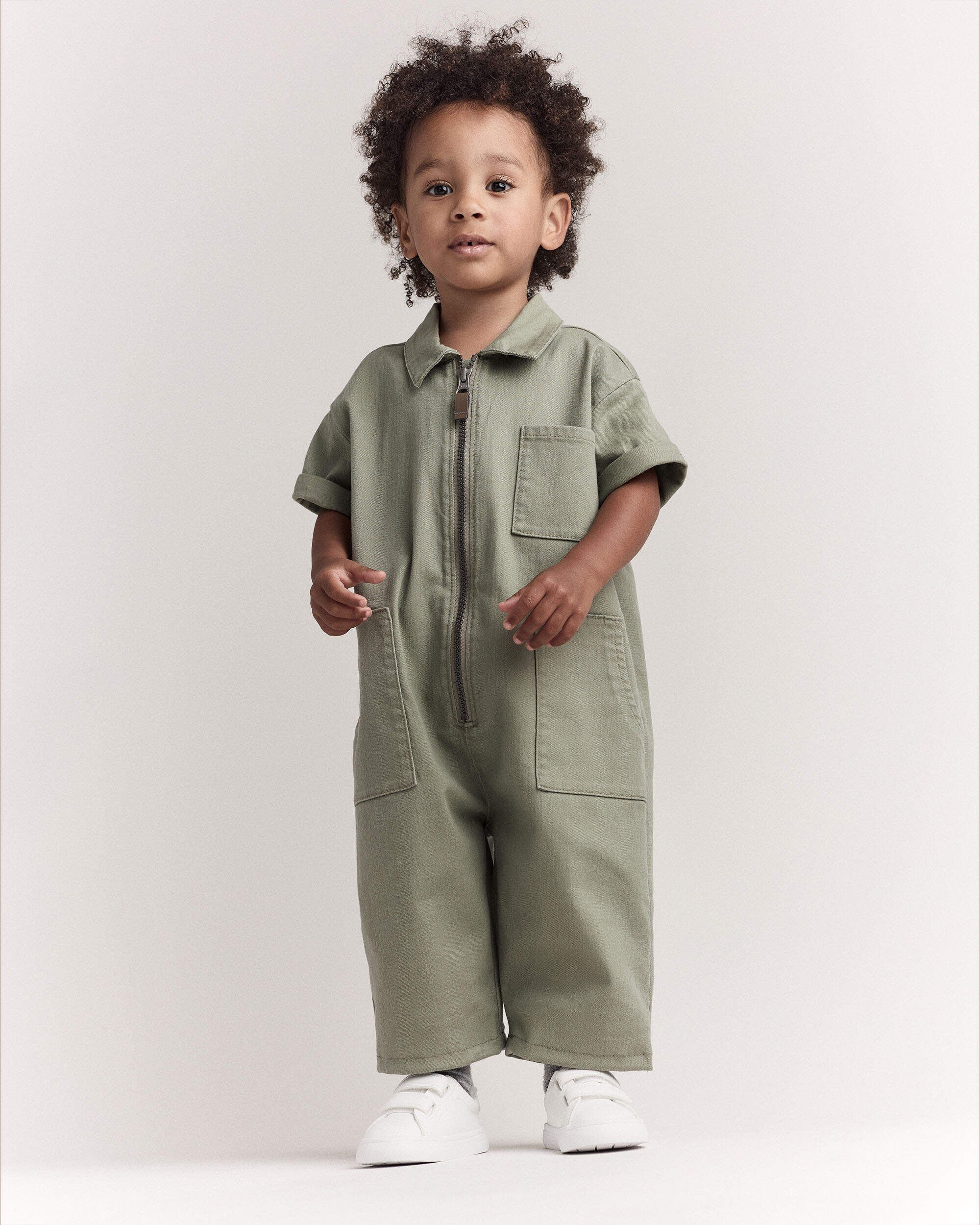 Toddler Day Out™ Cropped Jumpsuit - Olive - Otter Avenue