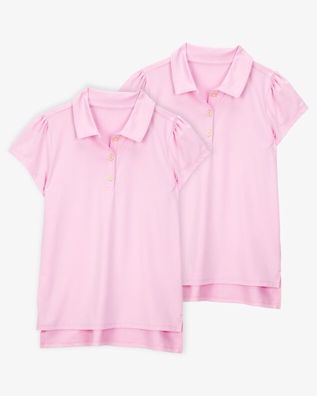 Product image 1 of Kid 2-Pack Active Uniform Polo Shirts in Moisture Wicking BeCool™ Fabric - Pink