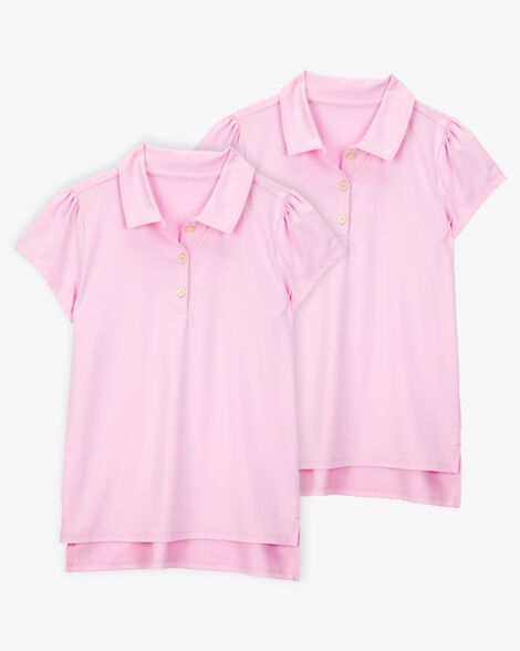 Product image 1 of Kid 2-Pack Active Uniform Polo Shirts in Moisture Wicking BeCool™ Fabric - Pink