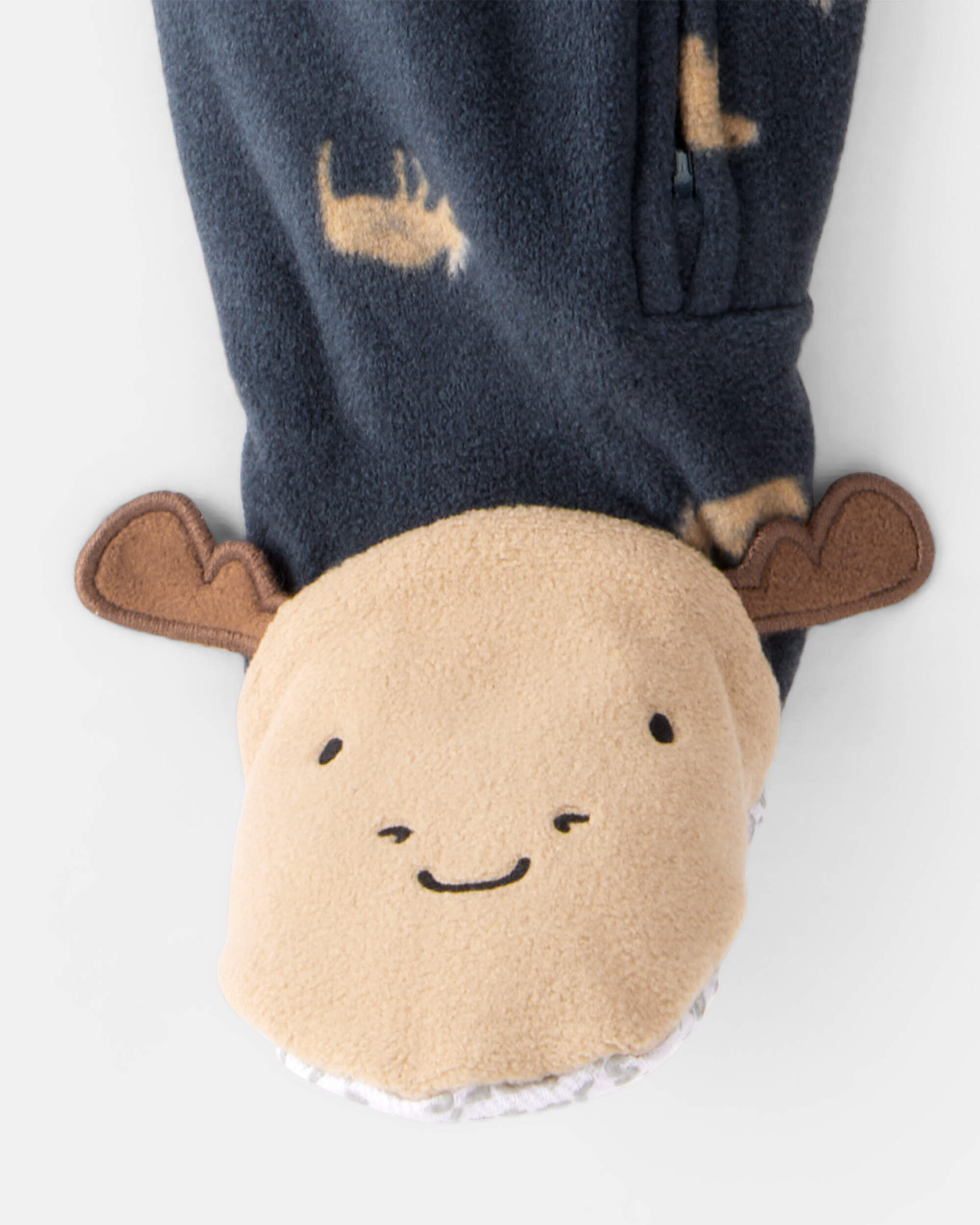 Toddler Boy Moose & Bear Loose Fit Long-Sleeve 1-Piece Pajamas - Navy Blue