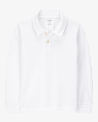 Product image 1 of Kid Pique Long-Sleeve Polo Shirt - White