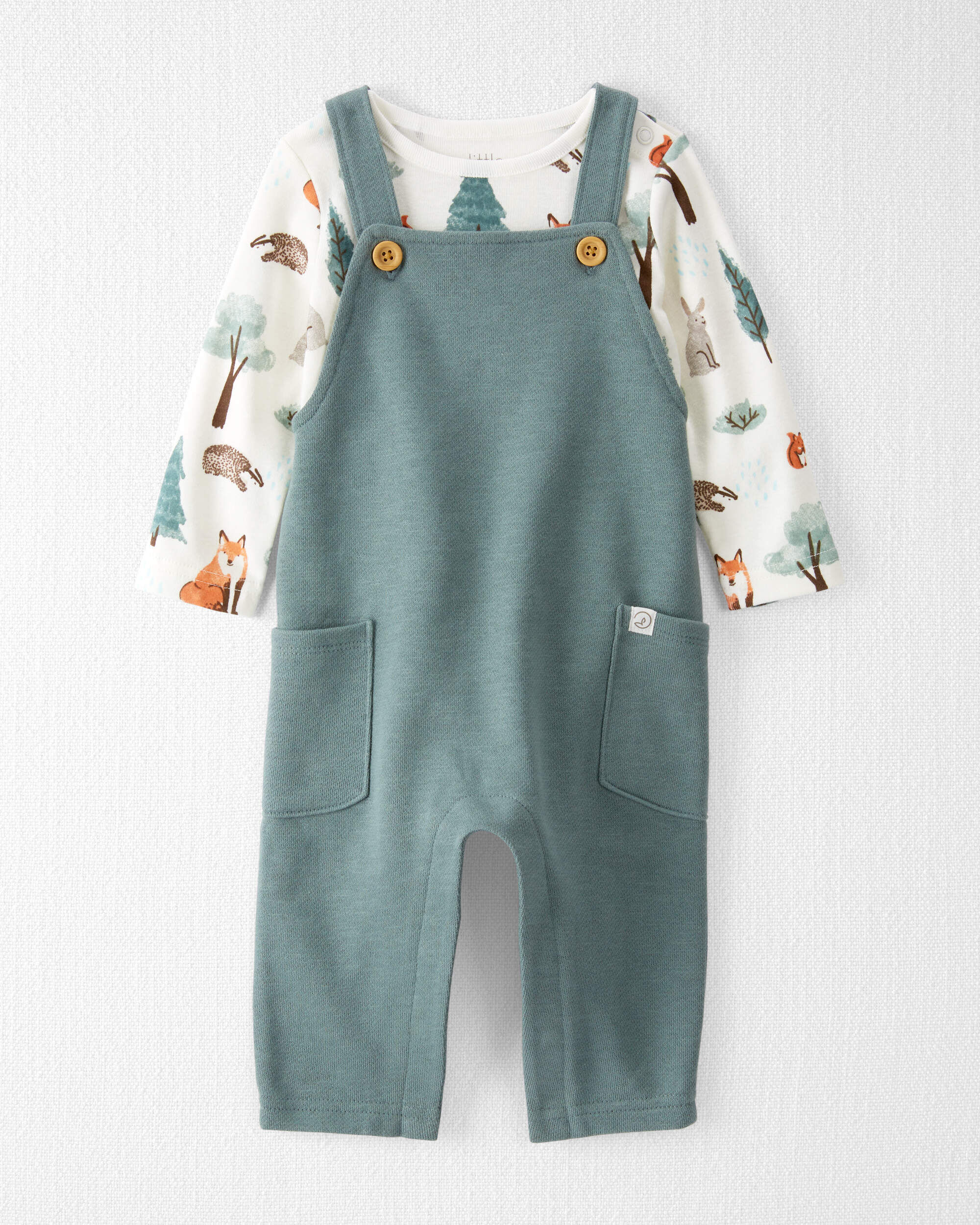 逆輸入 Set Overalls Cotton Organic Baby in Animals Woodland 小物