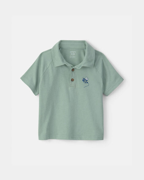 toddler boy bumble bee short-sleeve polo shirt - green