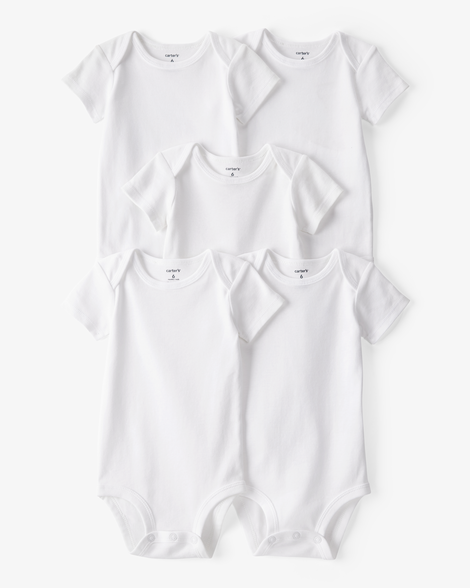 baby 5-pack short-sleeve bodysuits - white