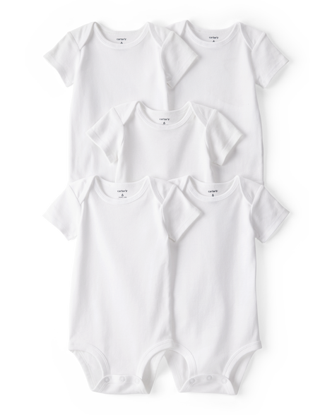 Image of Baby 5-Pack Short-Sleeve Bodysuits - White