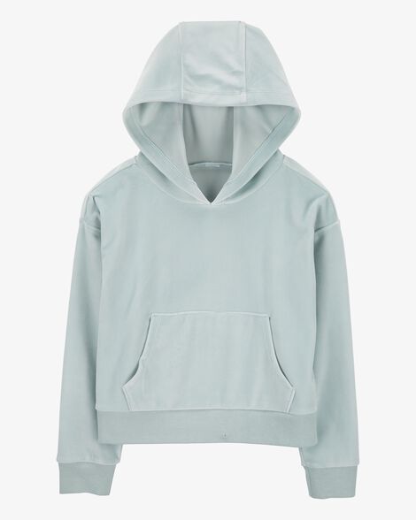  Product image 1 of Kid Cropped Velour Hoodie - Blue