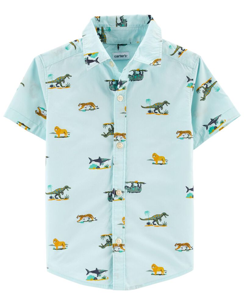 Toddler Blue Animals Button Front Shirt Carters Com