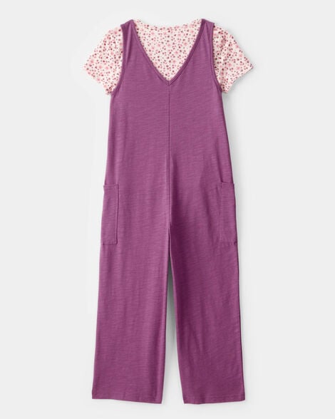 Product image 3 of Kid 2-Piece Floral Tee & Jumpsuit Set - Purple/Pink